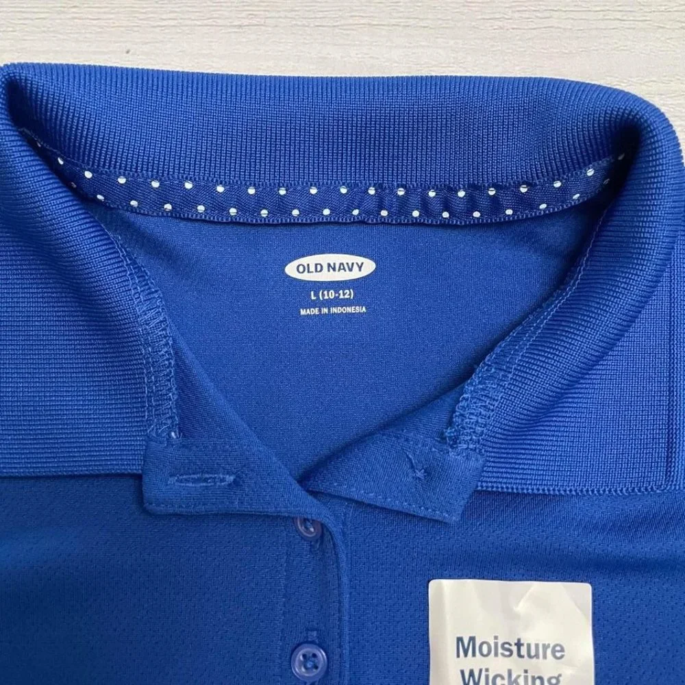 Old navy girls blue moisture wicking polo shirt 10/12‎ NEW